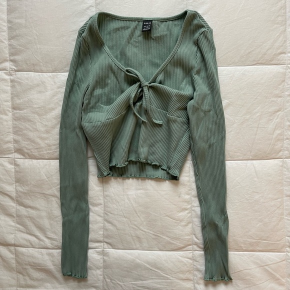 Blue-Green Ribbed Long-Sleeve - Picture 2 of 2